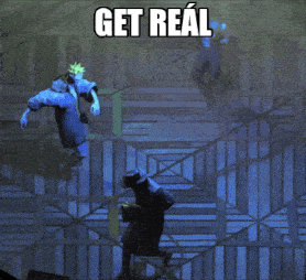 a group of people are dancing on a stage with the words get real written above them