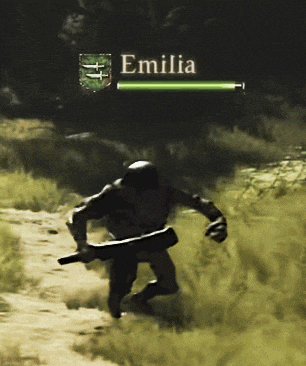 emilia is the name displayed on the screen of a video game