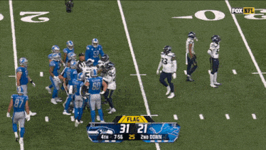 a football game between the seahawks and the detroit lions is being broadcast on fox nfl