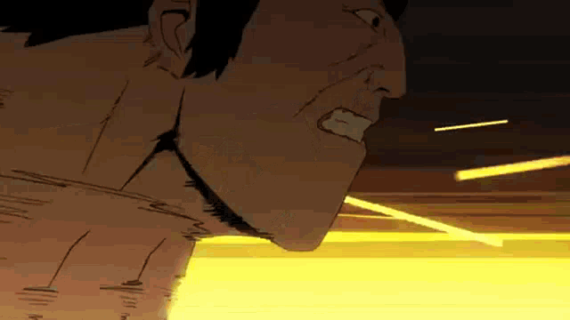a cartoon of a man with a yellow background