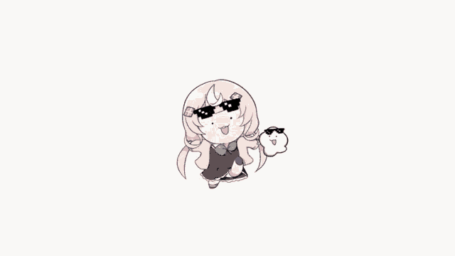 a cartoon of a girl wearing sunglasses and a cloud