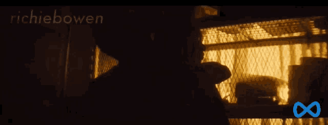 a silhouette of a person behind a fence with richiebowen written on the bottom right