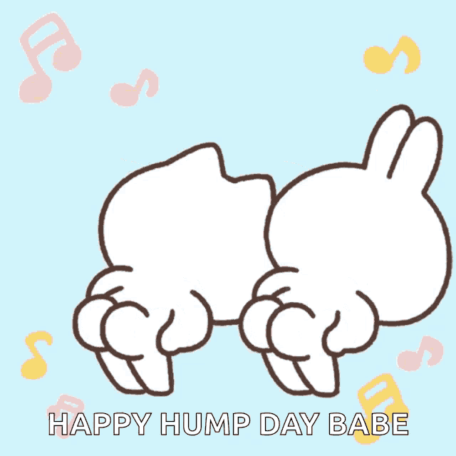 a happy hump day babe greeting card with two bunny rabbits