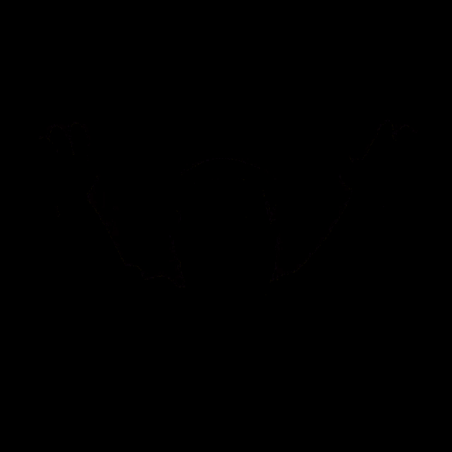 a cartoon of a man with his arms outstretched against a black background