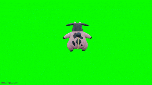 a close up of a cartoon character 's face with its tongue out on a green screen .