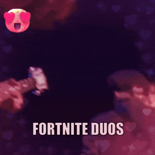 a picture of two people hugging with the words fortnite duos