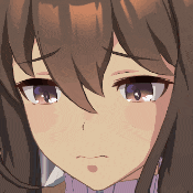 a close up of a girl 's face with a purple eye