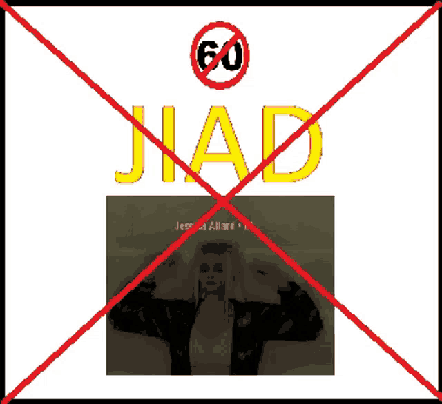 a picture of a girl with purple hair is crossed out by a red circle with the word nad in yellow