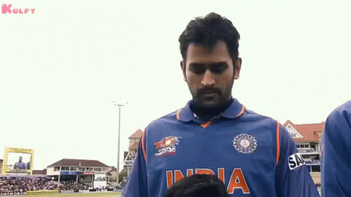 Dhoni In Blue Jersey Gif GIF