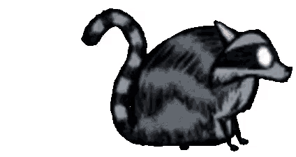 a cartoon drawing of a raccoon with a long tail .