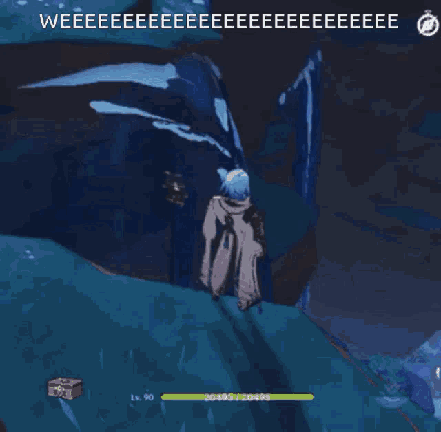 a video game screen shows a character with a lv 90 on it