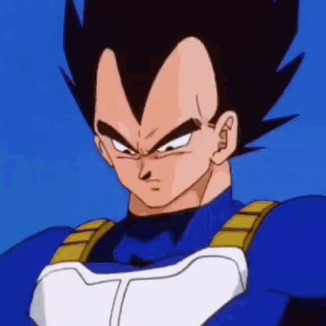 a close up of a cartoon character with his arms crossed and a blue background .