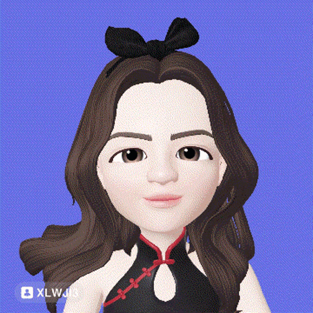a cartoon of a woman with a bow in her hair and xlwj13 written below her