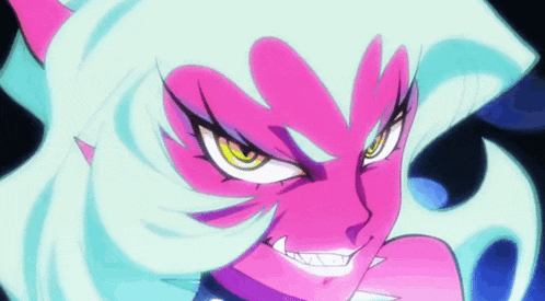 a close up of a cartoon character 's face with sharp teeth