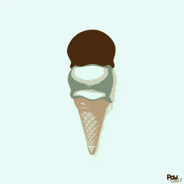 a drawing of an ice cream cone with two scoops of ice cream