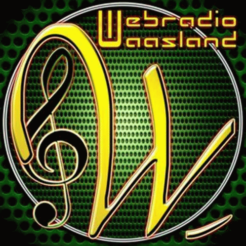 the logo for webradio aasland has a treble clef in the center