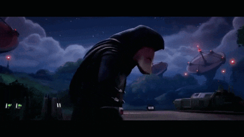a cartoon character with a hood on is holding a lightning bolt