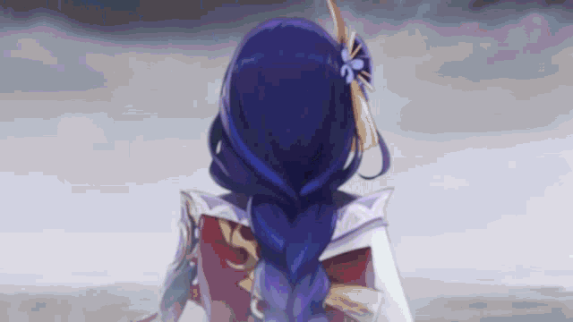 a girl with purple hair is standing in the rain .