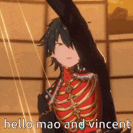 a cartoon character with a skeleton torso is saying hello mao and vincent .