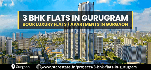 an advertisement for 3 bhk flats in gurogram