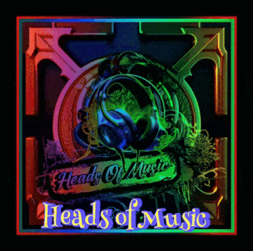a heads of music logo with headphones on it