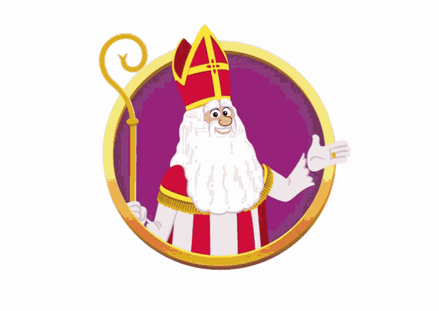 a cartoon drawing of a man with a beard and a cane giving a thumbs up