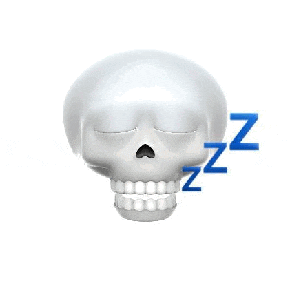 a skull with its eyes closed and sleeping emojis coming out of it 's mouth .
