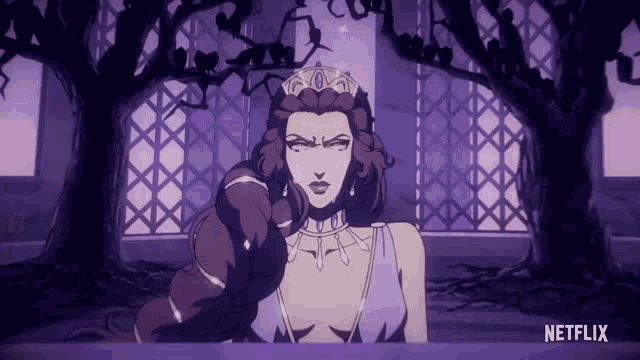 a cartoon of a woman with a crown and the word netflix on the bottom right