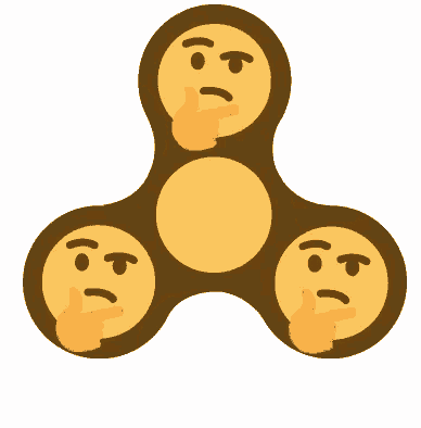 a fidget spinner with three thinking faces on it