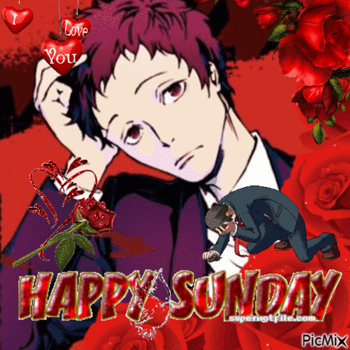 a happy sunday greeting with a man in a suit and tie