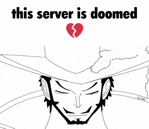 a black and white drawing of a broken heart with the words " this server is doomed " above it