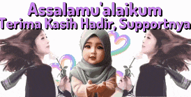 a baby in a hijab is surrounded by a woman and the words assalamu ' alaikum