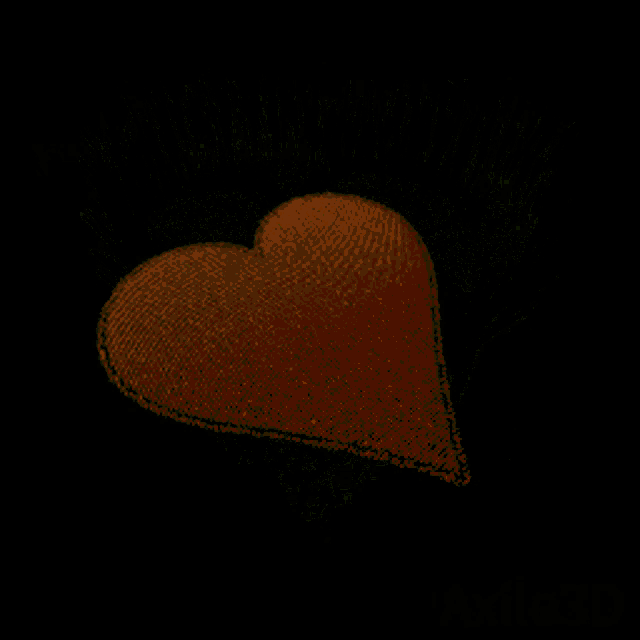 a heart shaped flower with green and orange petals