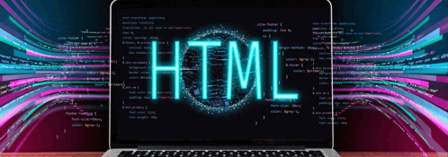 the word html is displayed on a computer screen