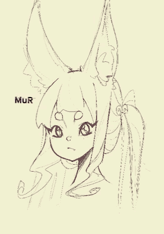 a drawing of a girl with bunny ears and the name mur