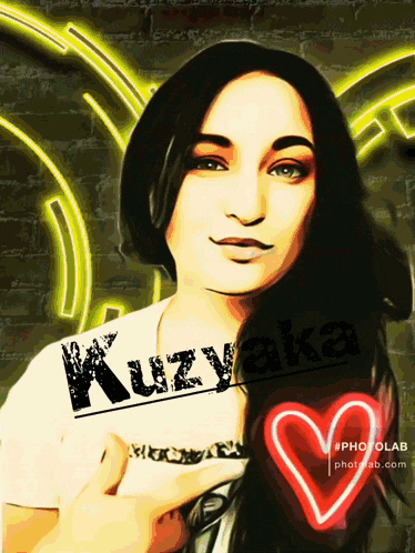 a drawing of a woman with the name kuzyaka written on it