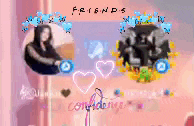 a pink background with the words friends and hearts