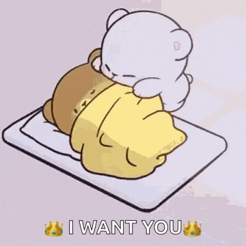 a cartoon of a teddy bear putting a blanket on another teddy bear on a bed .