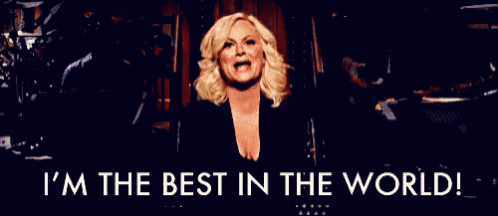 a woman with her arms outstretched and the words " i 'm the best in the world "