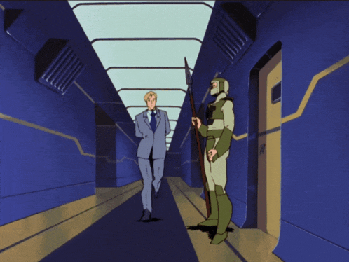 a man in a suit stands next to a man in a military uniform