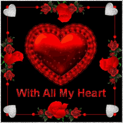 a red heart surrounded by red roses says i love you with all my heart
