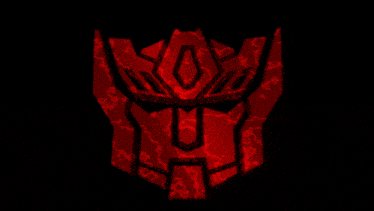 a red transformer with a black background is shown
