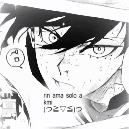 a black and white drawing of a person with the words " rin ama solo a kmi " below it