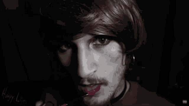 a close up of a person 's face with the words hungry lips written in the corner