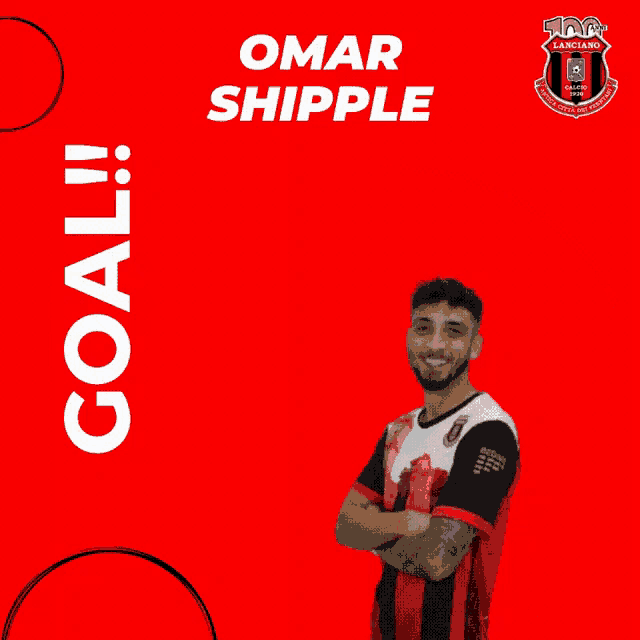 a soccer player named omar shipple is standing in a red circle