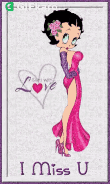 a picture of betty boop with the words i miss u on it