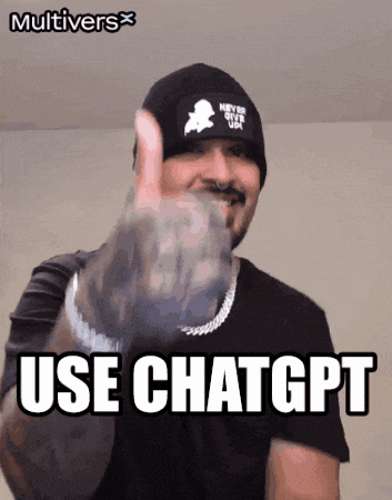 a man wearing a beanie giving a thumbs up with the words use chatgpt below him