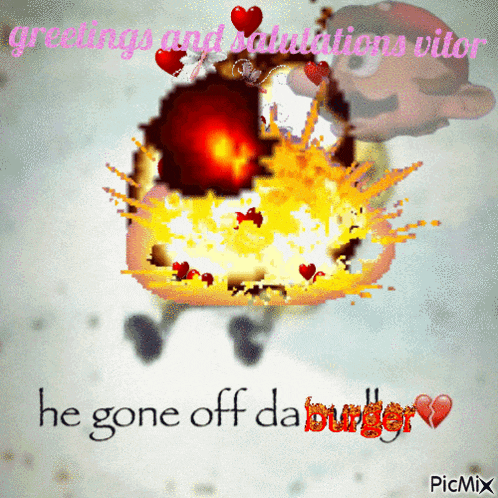 a picture of a cartoon character with the words greetings and salutations vitor