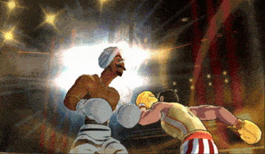 a man in a turban is fighting another man in a boxing ring