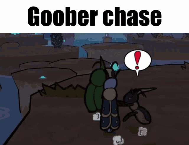 a cartoon scene with the words goober chase on the top